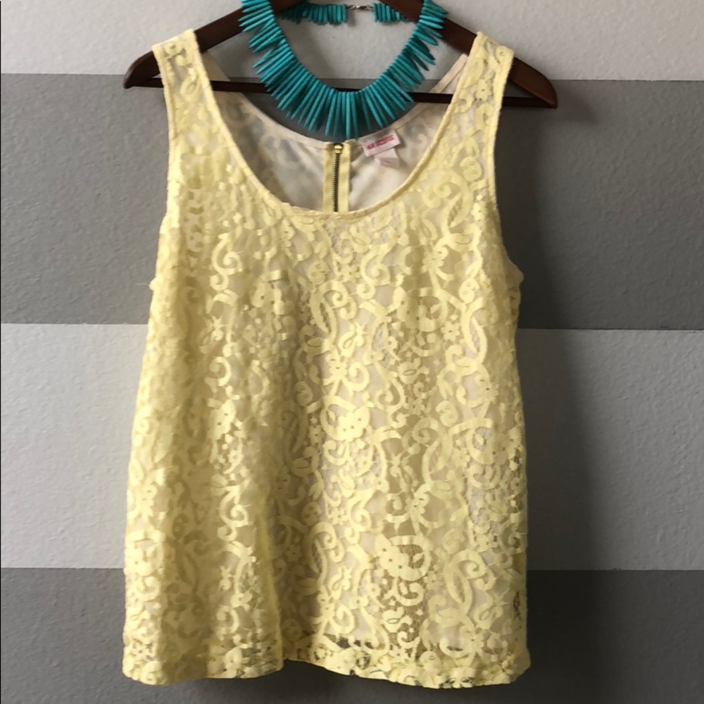 Yellow Lace Tank with Lining